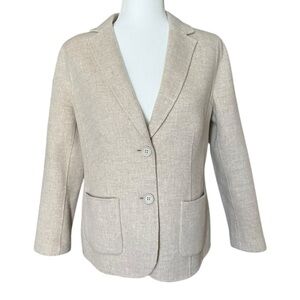 Talbots Size 4 Lightweight Wool Heathered Oatmeal Unlined Classic Blazer Jacket